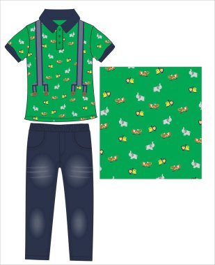 Erkekler ve kızlar için yeşil tişörtler.