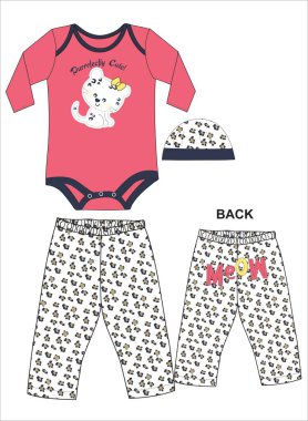 Şirin bebek kıyafetleri. vektör illüstrasyonu.