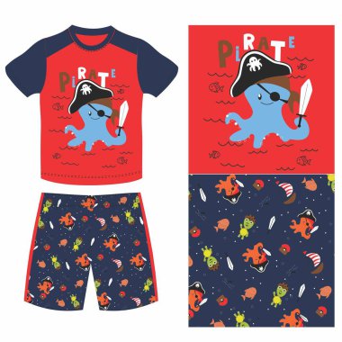  Erkekler şortlu, uçak izli tişört.