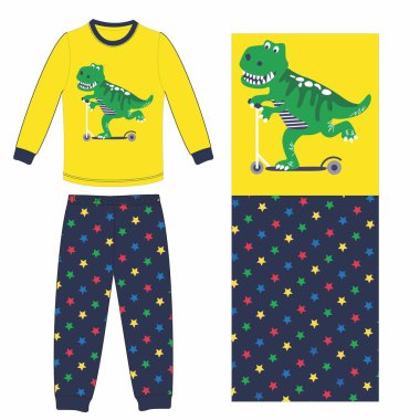 Elbiseli, vektör resimli şirin erkek ve dişi dinozor..