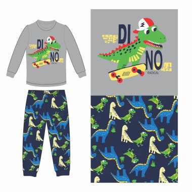 Vektör çizimi. İskandinav tarzında sevimli bir dinozor.