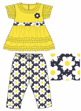 Bebek kız elbise giyer. vektör illüstrasyonu