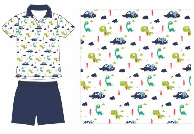 Çizgi filmli kusursuz desenli çocuk kıyafetleri.