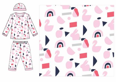 moda kıyafet deseni, vektör illüstrasyonu