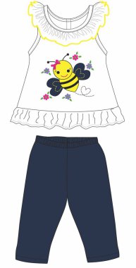 Küçük kız için bebek kıyafetleri. vektör illüstrasyonu.