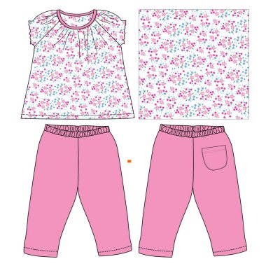 Pembe kadın gömleği ve şortu. vektör illüstrasyonu