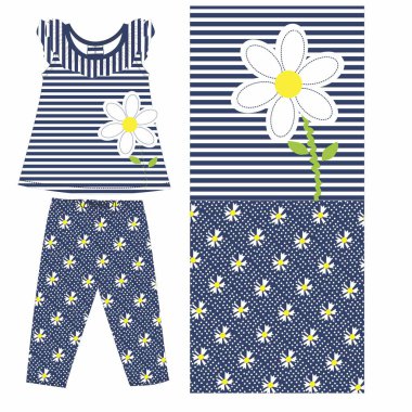 Bebek kıyafetleri. Moda çizimi. vektör