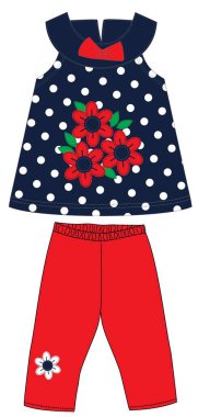 Fiyonklu ve çiçekli küçük kız.