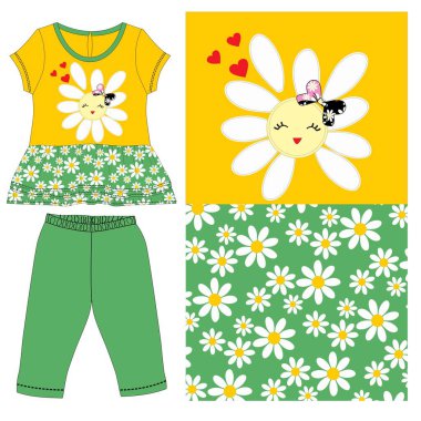 Kalbi olan çiçek şeklinde bir kız. vektör kümesi