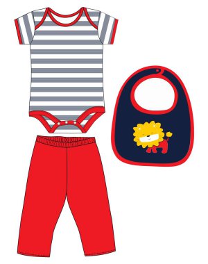 Bebek kıyafetleri seti. Güzel bebek kıyafetleri. vektör illüstrasyonu