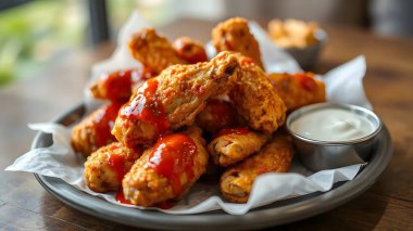 Baharatlı derin kızarmış tavuk kanadı Ranch ile tedavi