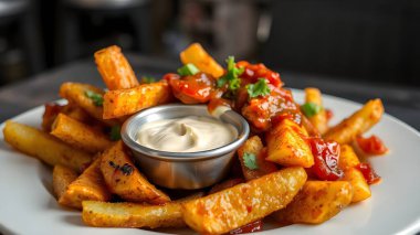 Patates, brava, İspanyol, baharatlı soslu ve sarımsaklı patates..