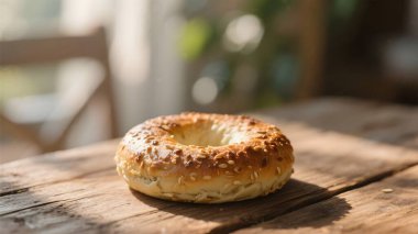 Kahvaltı için sağlıklı organik tam tahıllı simit