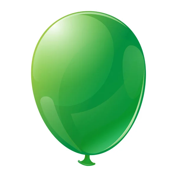 Yeşil Balon. Davetiyeler, tebrik kartları, afişler ve çıkartmalar için uçan parlak balonların resmi. Vektör illüstrasyonu beyaz arkaplanda izole edildi.