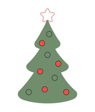 Soyut Noel ağacı. Basit minimalist xmas ağacı. Kış tatili için süslenmiş yeşil çam ağacı tebrik kartları, afişler, posterler ve web tasarımı. Vektör illüstrasyonu.
