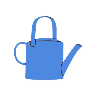 Mavi sulama kutusu. Ev bahçesi ve bitki sulama için bahçe aletleri. Düz basit vektör illüstrasyonu beyaz arkaplanda izole edildi.