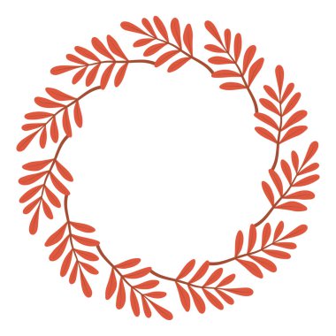 Sonbahar yapraklı çelenk. Sonbahar kırmızı yaprak daire çerçevesi. Sonbahar renklerinde çelenk sonbahar tebrik kartı, davetiye, kartpostal, poster, Şükran Günü ve Cadılar Bayramı tasarımı için..