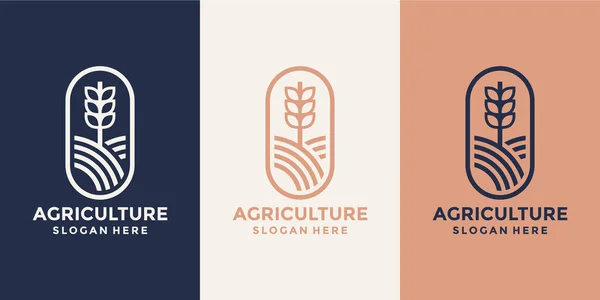 Lujosa Agricultura Logo Diseño Inspiración — Archivo Imágenes Vectoriales
