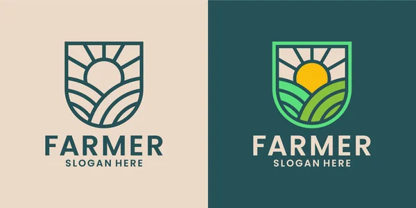 Farmer Sun Luxury Logo Design — Stock Vector
