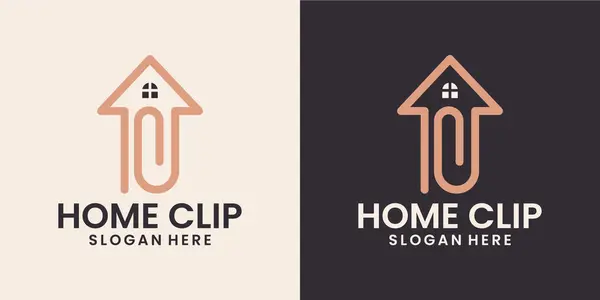 Home Documento Organizzatore Casa Clip Carta Logo Design Combinazioni — Vettoriale Stock
