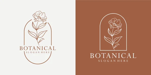 Fiori Lusso Logo Botanico Design Ispirazione — Vettoriale Stock