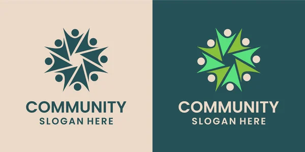 Comunità Cerchio Moderno Persone Forum Incontro Logo Design Ispirazioni — Vettoriale Stock