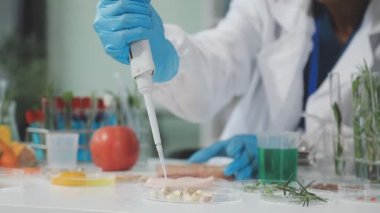 Laboratuvarda test örneğiyle çalışan bilim adamı