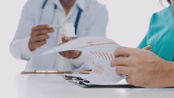 Close Doctor Hands Making Prescription — Vídeo de Stock