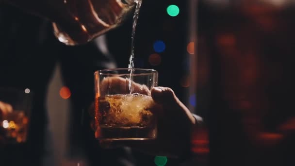 Barmen Bardağa Bira Doldurur — Stok video
