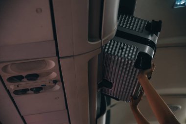 Kabin ekibi bagajı uçakta taşıyacak. Havayolu taşımacılığı ve turizm kavramı.