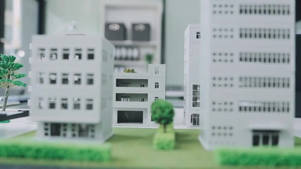 Модель Будівлі Моделі Сучасному Офісі — стокове відео