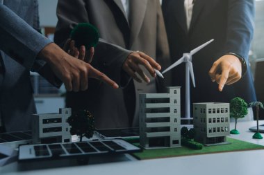 Karbon dengeli fiyat raporu CO2 emisyonu. ESG etik KOBİ ofisindeki gelecekteki büyüme ağı sıfır atığı küresel ısınma sosyal meseleleri projesini koruyor. Bir grup Asyalı SDG 'nin planı