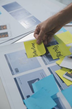 ux Grafik Tasarımcı Yaratıcı Tasarım Planlama Uygulama Süreç Geliştirme Web Cep telefonu için prototip kablo geliştirme. Kullanıcı deneyimi kavramı.