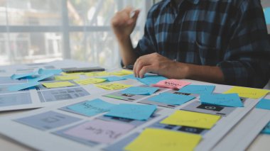 ux Grafik Tasarımcı Yaratıcı Tasarım Planlama Uygulama Süreç Geliştirme Web Cep telefonu için prototip kablo geliştirme. Kullanıcı deneyimi kavramı.