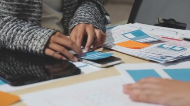 group of business people discussing new project in modern office
