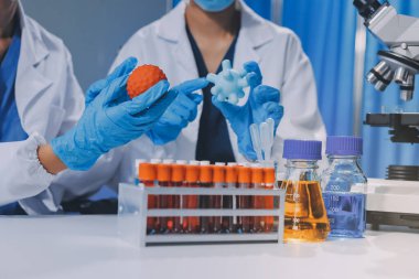 Laboratuvarda mikroskop kullanan bir bilim adamı. Laboratuvar ortamında modern bir mikroskobu ayarlayan bir araştırmacının ellerine yakın çekim. Bilim konsepti