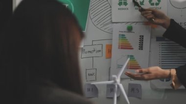Genç bir kadın ofiste yapışkan notlar yazıyor.