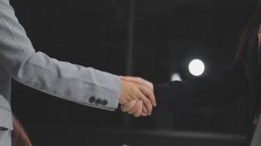 İki genç iş adamının el sıkışması.