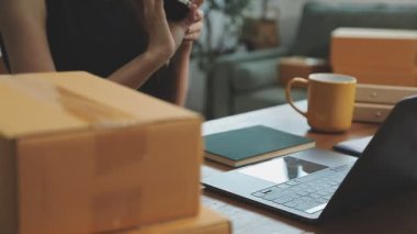 Kadın alışveriş online dizüstü bilgisayar kullanan
