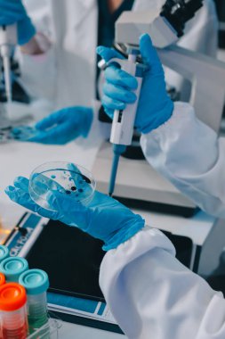 Laboratuvardaki kimyagerler kozmetik ürünler geliştiriyor, kalite ve etkinlik için formülleri test ediyor ve analiz ediyorlar..