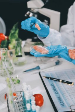 Yiyecek Tedarik Kimya Laboratuvarı. Laboratuvarda yiyecek, DNA modifiye edildi. Laboratuvarda genetik olarak değiştirilmiş gıdalar.