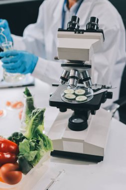 Yiyecek Tedarik Kimya Laboratuvarı. Laboratuvarda yiyecek, DNA modifiye edildi. Laboratuvarda genetik olarak değiştirilmiş gıdalar.