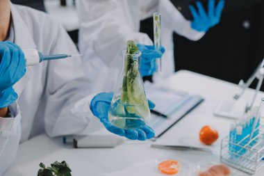 Yiyecek Tedarik Kimya Laboratuvarı. Laboratuvarda yiyecek, DNA modifiye edildi. Laboratuvarda genetik olarak değiştirilmiş gıdalar.