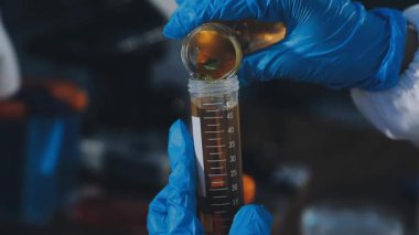 Laboratuvarda deney tüpü tutan bilim adamı, bilim araştırması.