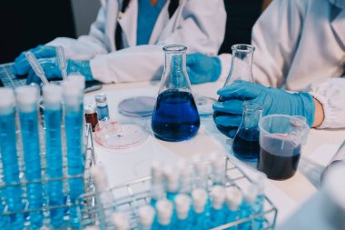 Mikroskopları, test tüpleri ve diğer laboratuvar ekipmanlarıyla Modern Boş Bilim Laboratuvarı