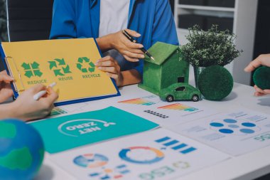 Businessman talks ESG environmental social governance policy for modish business.