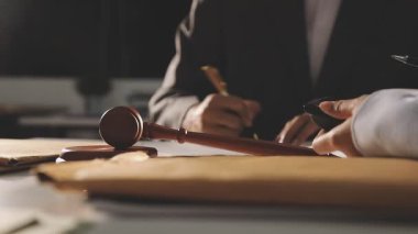businessman in suit and tie working with documents