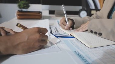 businessman and woman working in office. business concept