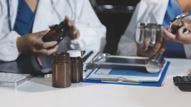 medical doctor working on tablet