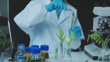 Laboratuvarda çalışan bilim adamı.